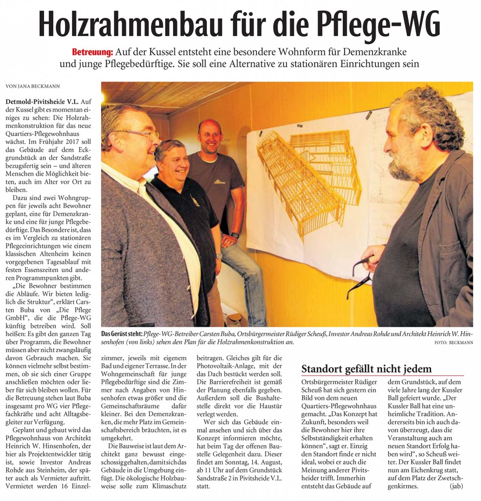 Presseartikel: Holzrahmenbau für die Pflege-WG